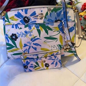 Kate Spade Blue and Green Floral Crossbody Bag and Wallet